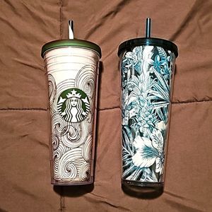Two starbucks plastic tumblers new vintage